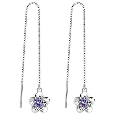 

Flower Dangler Drop Earrings For Women Fashion Bride Party Jewelry Gifts CZ Cubic Zirconia Eardrop CJ17