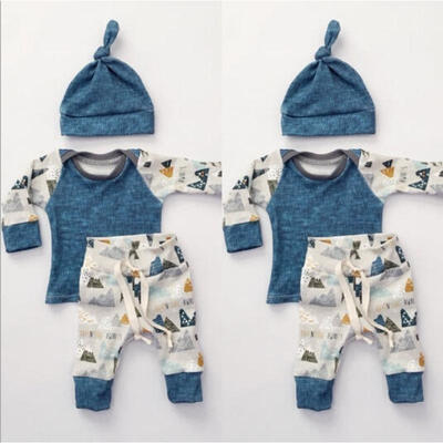 

3pcs Newborn Baby Boys Girls Romper Jumpsuit T-Shirt Pants Clothes Outfits Set