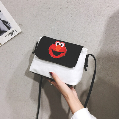 

Summer ins super fire cartoon cute canvas bag female Korean version of the wild single shoulder slung fashion casual small square bag
