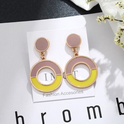 

Womens Earrings Korean Style Metal Geometry Acrylic Vintage Drop Long Earrings Fashion Jewelry Winter 2019 Accesorios Mujer