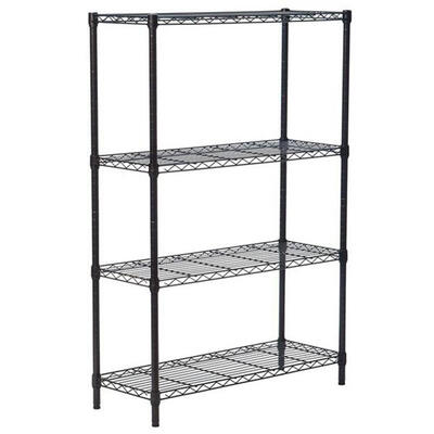

140x90x35cm 4 Layer Plastic Coated Iron Shelf Storage Stand Organizer Black