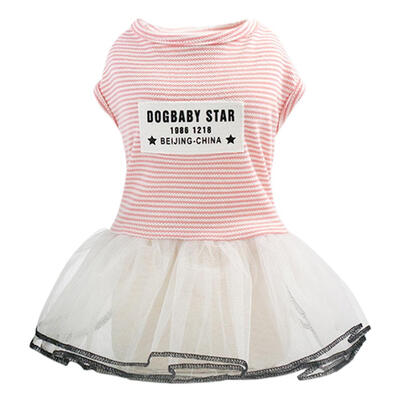 

Cute Pet Clothes Summer Dog Striped Dress Dogs Mesh Wedding Dresses Skirt