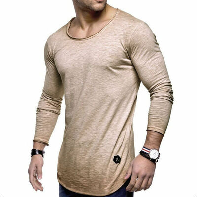 

Fashion Mens Casual Long Sleeve Shirts Formal Slim Fit Shirt Tops Blouse T-Shirt
