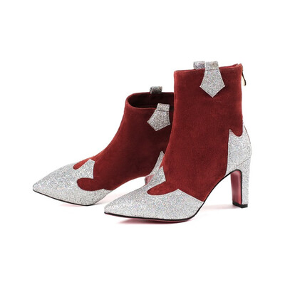 

Womens Boots Pointed Toe Rhinestone High Heel Bare Boots Fashion Sexy Booties