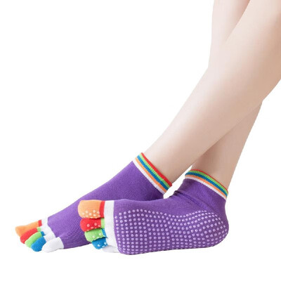 

Anti-Sweat Five Fingers Backless Cotton Silicone Yoga Socks Elastic 5 Toes Breathable Sport Sock Ballet Gym Fitness Fine Quality