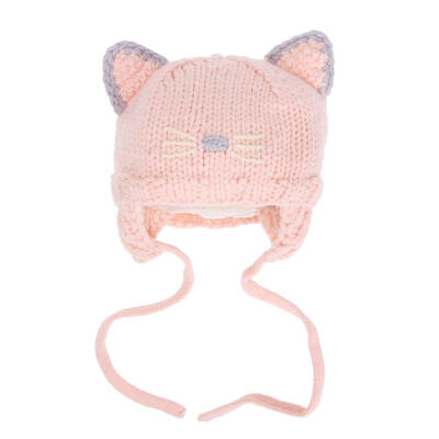 

Infant Baby Girls Hat Kids Winter Warm Hats Cat Knitted Cap Photo Props