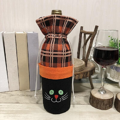 

Halloween Non-Woven Wine Bottle Bag PumpkinBlack Cat Candy Bag with Drawstring Closure Halloween Party Costumes Supplies Decorati