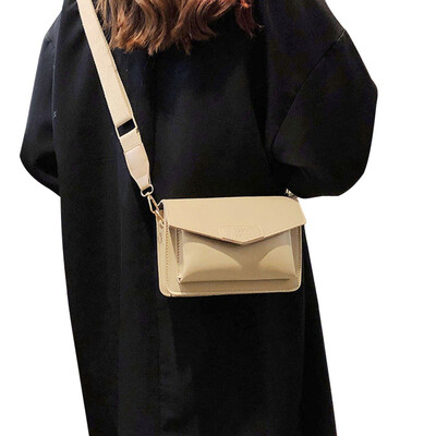 

Bags Women Shoulder Bag Girls Casual Solid Color PU Small Bags Wild Retro Letter Print Messenger Wide Strap Crossbody