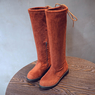 

Children Kid Baby Girls Solid Over The Knee Flock Warm Boots Winter Shoes