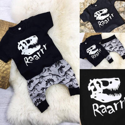 

Toddler Kids Boys Summer T-shirt Tops Dinosaur Long Halen Pants Outfits Clothes