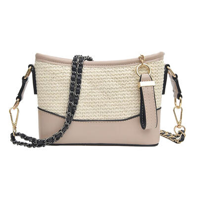 

Splicing Shoulder Satchel Handbags Women Straw Leather Chain Crossbody Bags