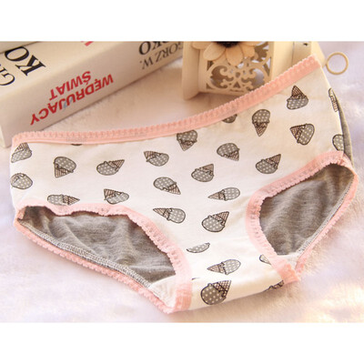 

Womens Briefs Korea-based Ice Cream Cute Panties Low-rise Lace Underwear