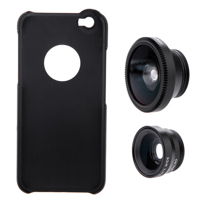 

3-in-1 Phone Photo Lens 180° Fisheye 067X Wide Angle 10X Macro Set with Case for iPhone 6 6S 47"