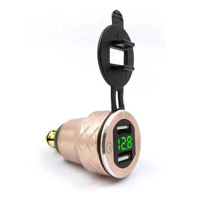 

Aluminum Alloy Quick Charge 30 Dual USB charger for BMW Motorcycle Triumph Tiger Ducati Voltmeter QC30 DIN Hella Socket to USB