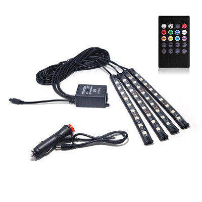 

4pcs Car Styling Decoration Light Wireless RemoteAPP Control Interior Floor Foot Cigarette LED Atmosphere RGB Neon Strip Waterp