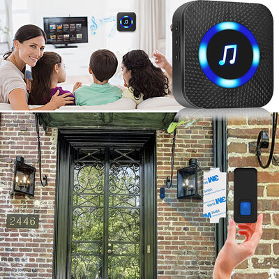 

55 Chimes Wireless Cordless Wall Plug in Doorbell Waterproof Door Chime Kit 300M