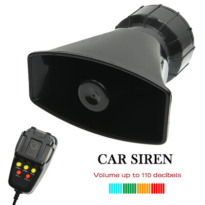 

2V 7 Tone Sound Car Police Siren Horn Mic PA Speaker System Fire Alarm Loud
