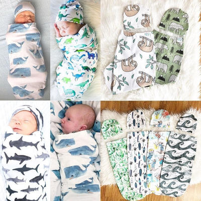 

2PCS Infant Swaddle Muslin Blanket Newborn Baby Wrap Swaddling Sleeping Bag