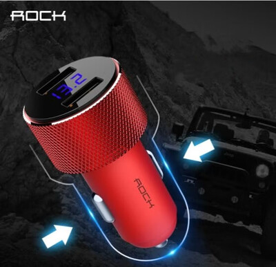 

Rock USB Car Mount Charger LED Digital Display Car Charger 34A High Speed Smart Charger