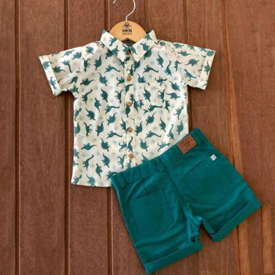 

Toddler Kids Baby Boys Clothes Dinosaur Short Sleeve Tops Shorts Outfits Sunsuit