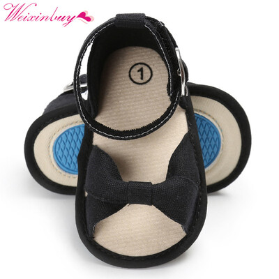 

Newborn Baby Girls Sandals Cotton Bow Soft Bottom Non-Slip Baby Sandals Summer Fashion Princess Baby Sandals