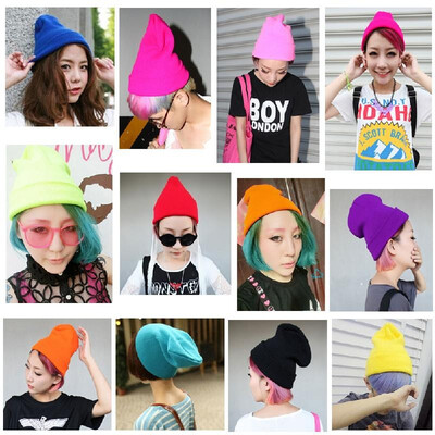 

New Unisex Women Men Beanie Hat Solid Color Warm Hip-Hop Cool Knitted Cap Headwear