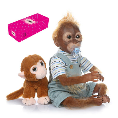 

Decdeal 21 inch Realistic Baby Monkey Doll Lifelike Reborn Baby Monkey Handmade Detailed Painting Art Dolls with Pink Dress