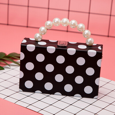 

Tailored Female Bag Pearl Wave Point Small Square Bag Chain Shoulder Bag Shoulder Bag