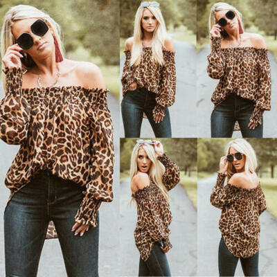

NEW Womens Button Down Leopard Print Chiffon Blouse Top Long Sleeve T-shirt