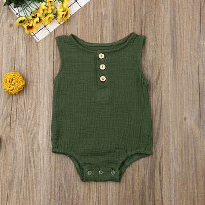 

AU Newborn Kids Baby Boy Girl Sleeveless Romper Solid Jumpsuit Bodysuit Clothes