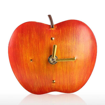 

Apples Iron Clock Home Office School Decorative Creative Dual Use Clock Art One AA Battery Powered