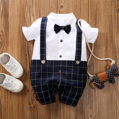 

US NEWBORN Baby Boy FormalPartyWedding Bow Romper Bodysuit Jumpsuit Clothes