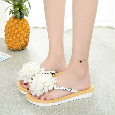 

Rose Fashion Women Summer Flip Flops Slipper Flower Flat With Beach Slippers Slides