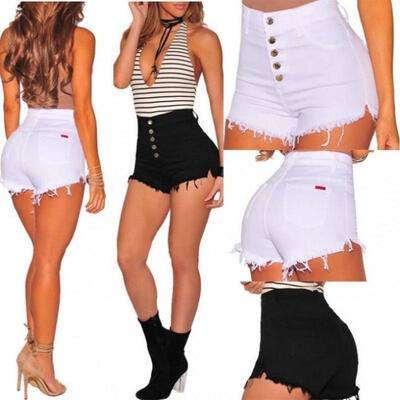 

Womens Summer High Waist Denim Jeans Beach Pants Hot Casual Short Shorts Button