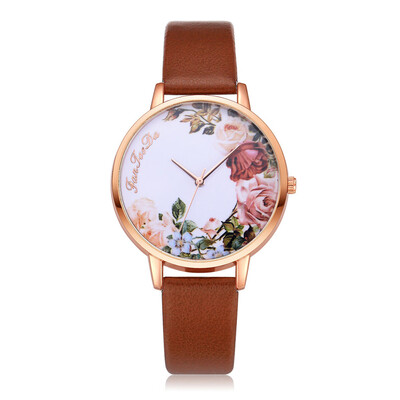 

High Quality Women Watches Flower Bird Pattern Watch Temperament Leather Strap Ladies Quartz Wristwatch Optimal Clock