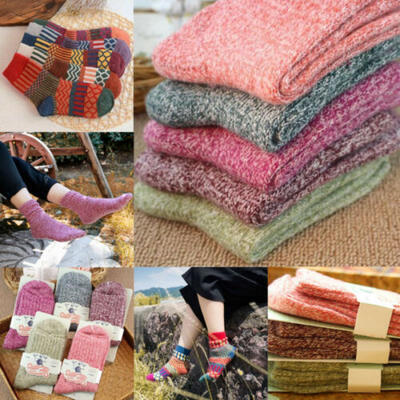 

USA 5 Pairs Womens Wool Cashmere Thick Sock Lady Soft Casual Winter Socks Xmas