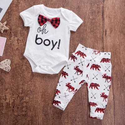 

Plaid Infant Baby Boy Bow Tie Cotton Romper Jumpsuit Pants Outfits Clothes