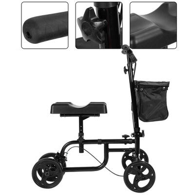 

Greensen Steerable Foldable Knee Walker Scooter with Brake Basket Height Adjustable Drive Cart