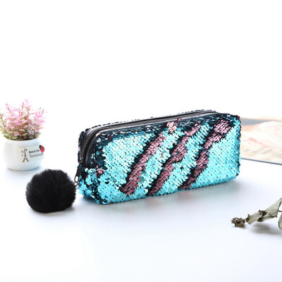 

New 2019 Sequin Cosmetic Bag Color Reversible Sequin Pencil Bags Girls Cosmetic Case Gift