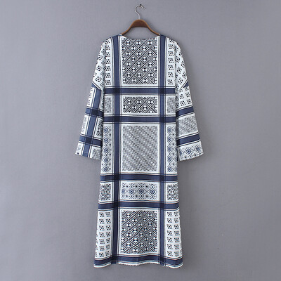 

Boho Women Chiffon Kimono Geometric Print Split Hem Casual Cover Up Blouse Coat Cardigan Streetwear