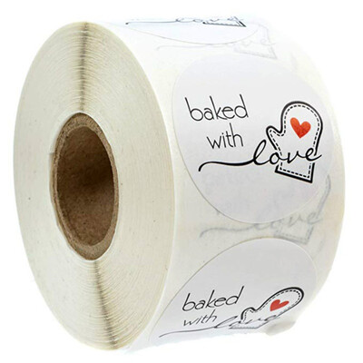 

Siaonvr 1 Inch Round Natural Kraft Baked With Love Stickers 500 Labels Per Roll