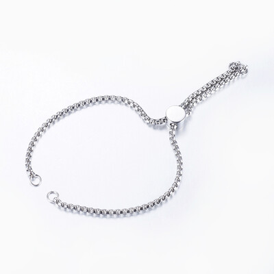 

304 Stainless Steel Cable Chain Bracelet Makings Slider Bracelets Making Flat Round Stainless Steel Color 5-12"x18"138x25m
