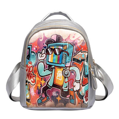

Graffiti Print Leather Women Backpacks School Handbags Girls Mini Rucksacks