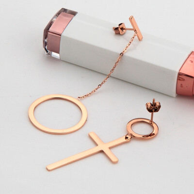 

Temperament asymmetric earrings Female long earrings simple small earrings ear jewelry hipster personality cross