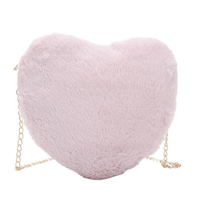 

Solid Color Love Heart Clutch Women Shoulder Messenger Plush Casual Bags