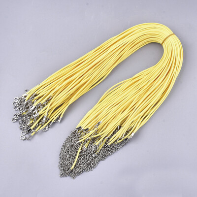 

Waxed Cord Necklace Making with Iron Lobster Claw Clasps Platinum Yellow 178"18"45546cm 2mm