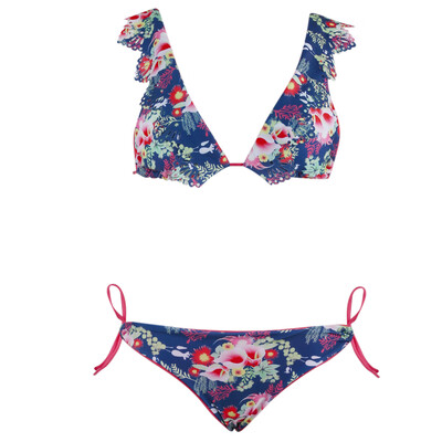 

Sexy Printed Ruffled High Elastic Bikini Two-piece Suit