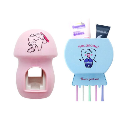 

Bathroom Accessories Set Tooth Brush Toothbrush Holder Toothpaste Dispenser Squeezer Whiteblue