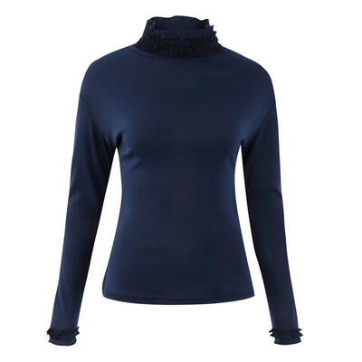 

Ruffle Turtleneck Women Long Sleeve T-shirt Sexy Bodycon Slim Fit Tops