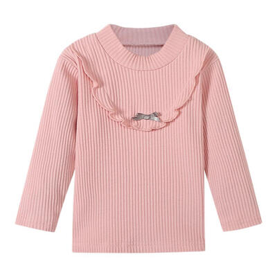 

Sweet Casual Girls O-Neck Children Baby Knitted Long Sleeve Bottoming Tops